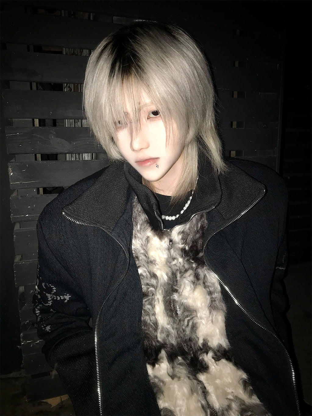 PAIKI Cross Rope Cow Print Knit Jacket