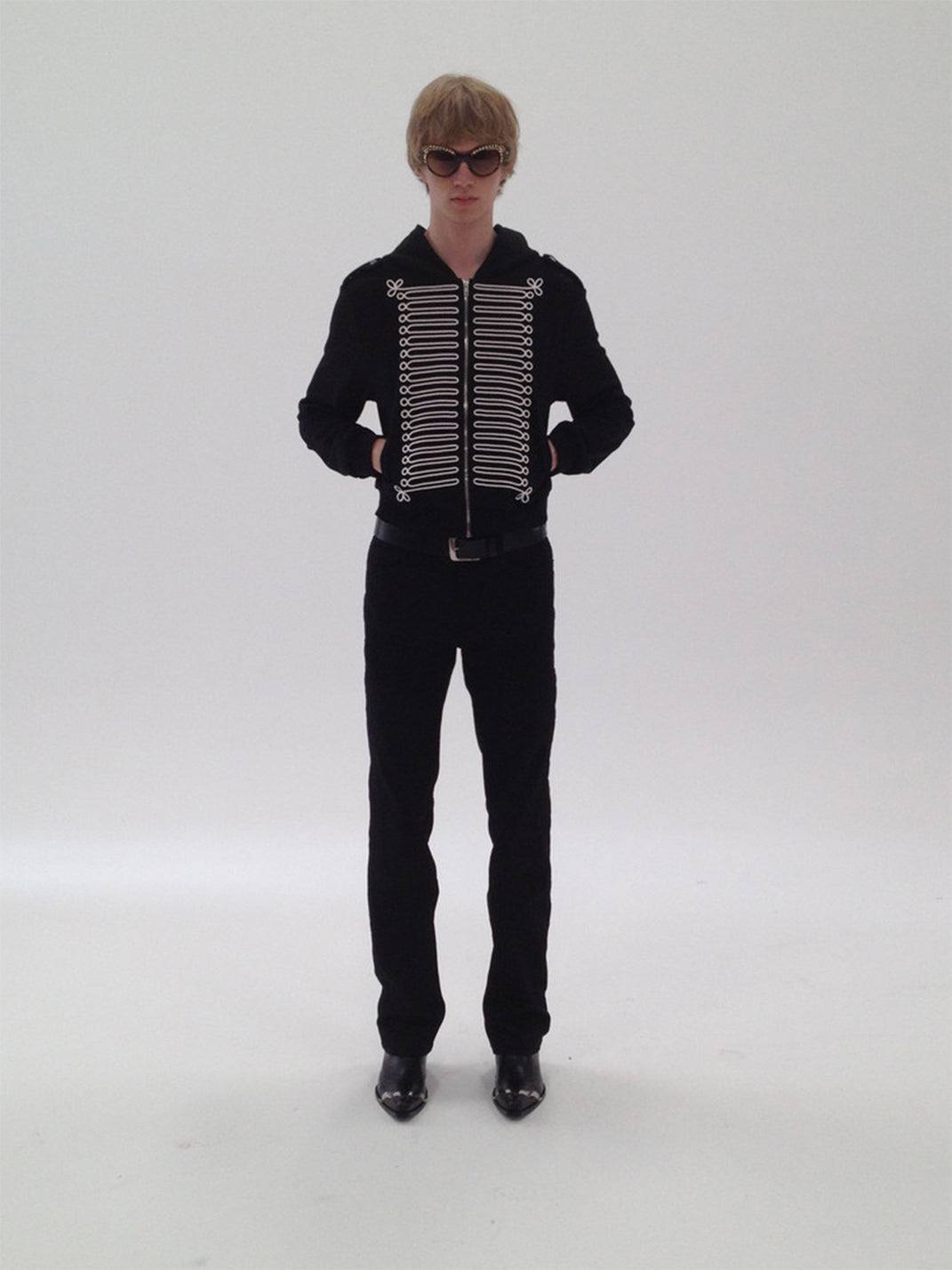 CHAI Epaulette Pattern Zip-Up Hoodie – Black