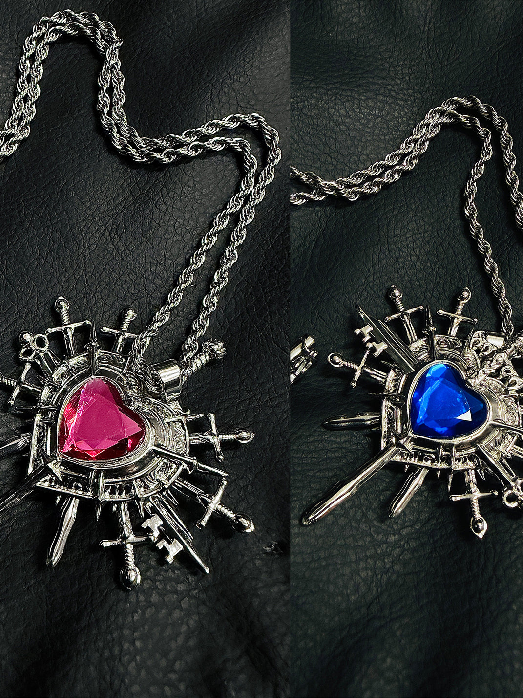 PAIKI Heart Pink and Blue Double Sided Necklace