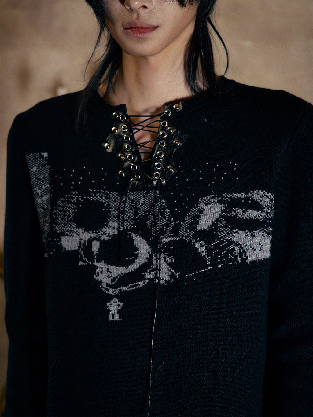 PAIKI LOVE Henley Collar Slim Fit Sweater
