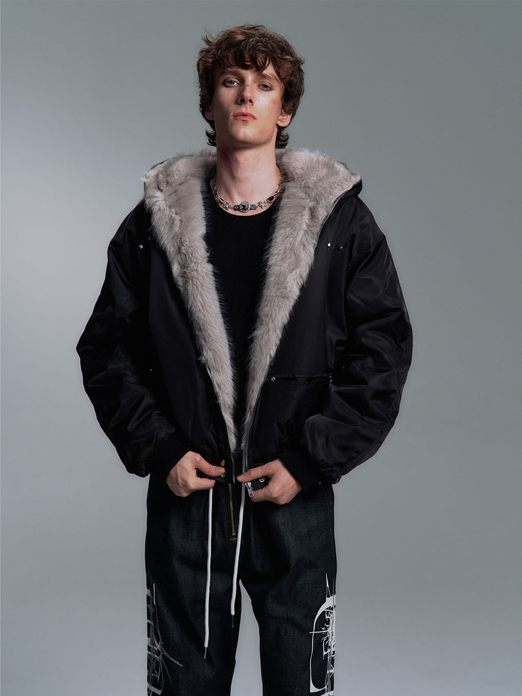 PAIKI Unisex Faux Fur Aviator Jacket