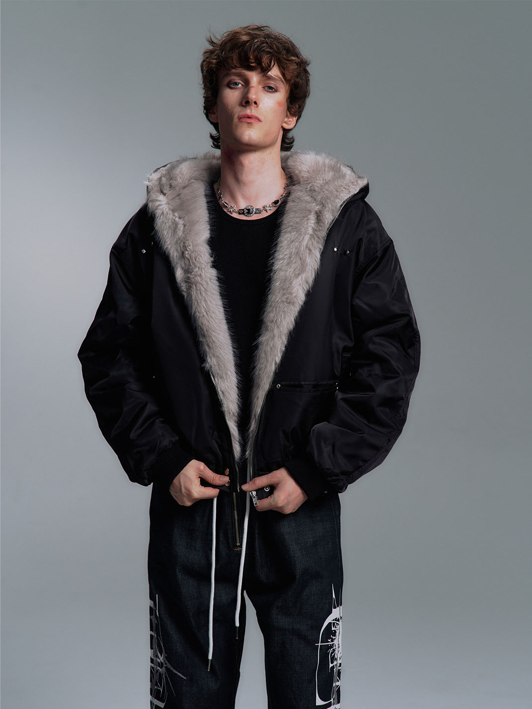 PAIKI Unisex Faux Fur Aviator Jacket
