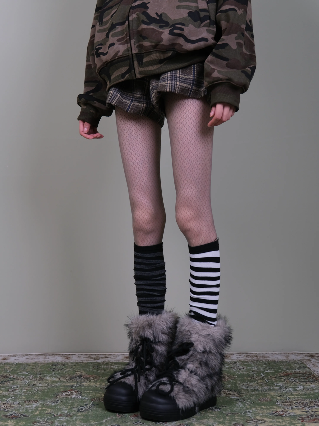 Striped Calf Socks - Black & White Subculture Y2K Mid-Calf Socks