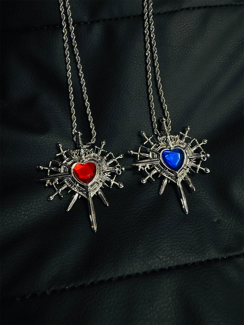 PAIKI Heart Pink and Blue Double Sided Necklace