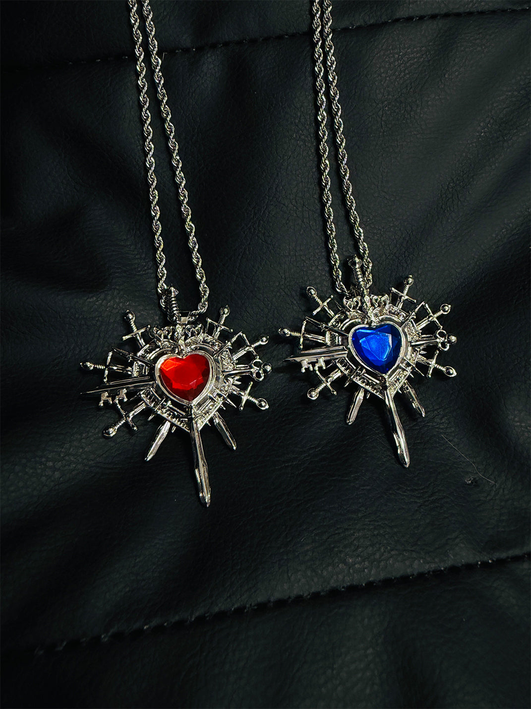 PAIKI Heart Pink and Blue Double Sided Necklace