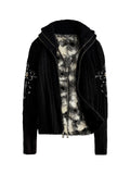 PAIKI Cross Rope Cow Print Knit Jacket