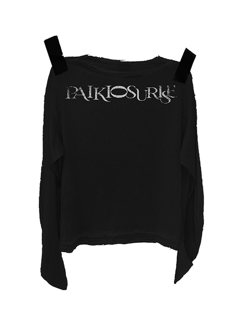 PAIKI Sheer Fake Two-Piece Curved Hem Long Sleeve Top