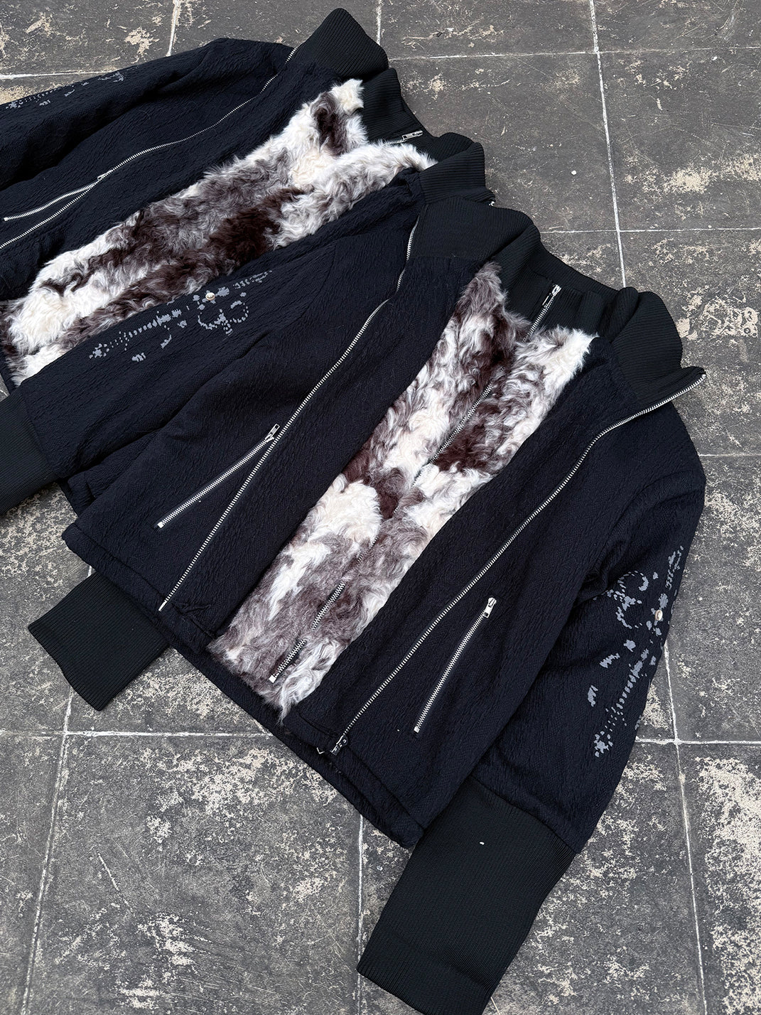 PAIKI Cross Rope Cow Print Knit Jacket