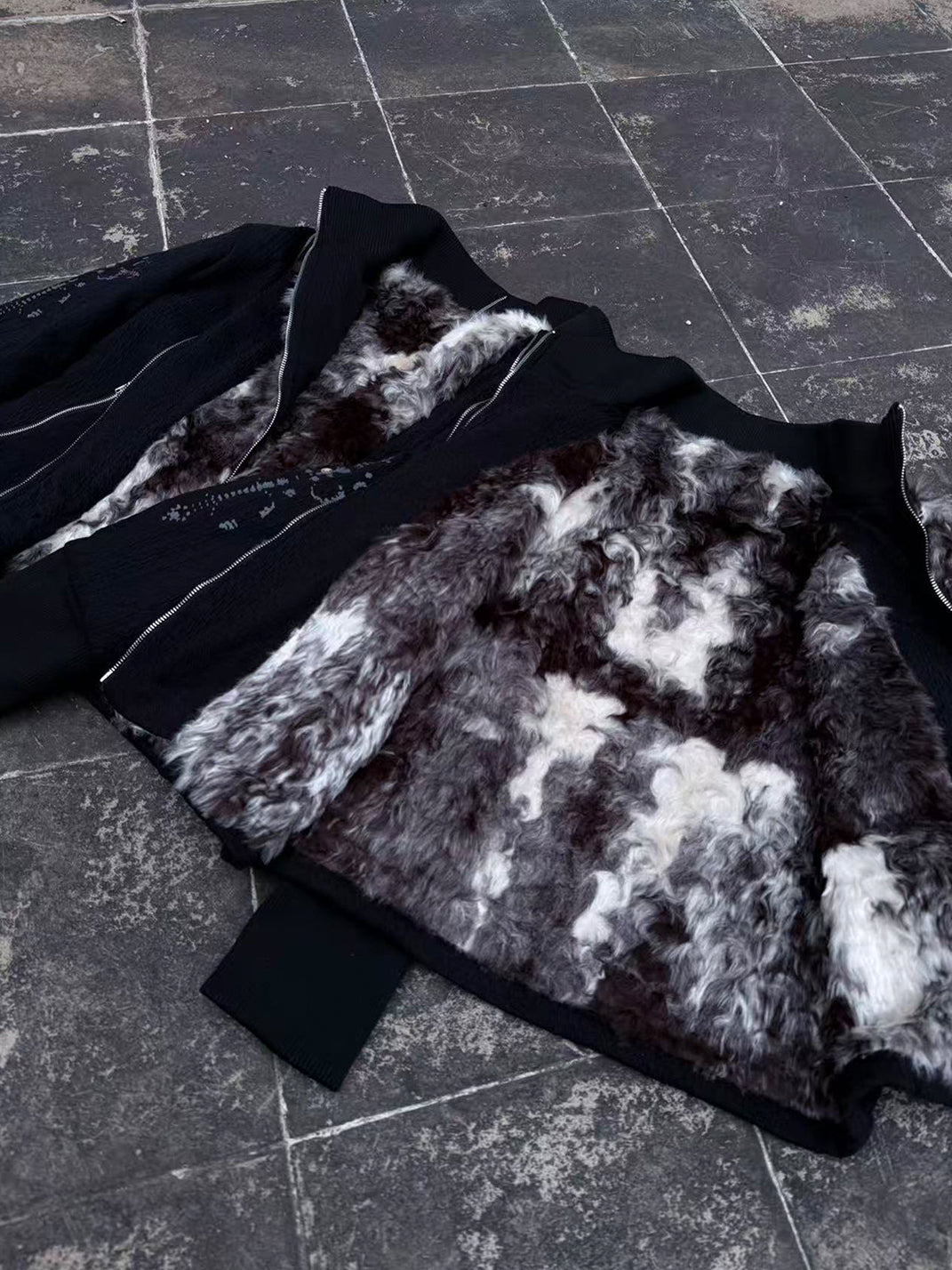 PAIKI Cross Rope Cow Print Knit Jacket