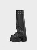 Black platform ankle boots with lug sole