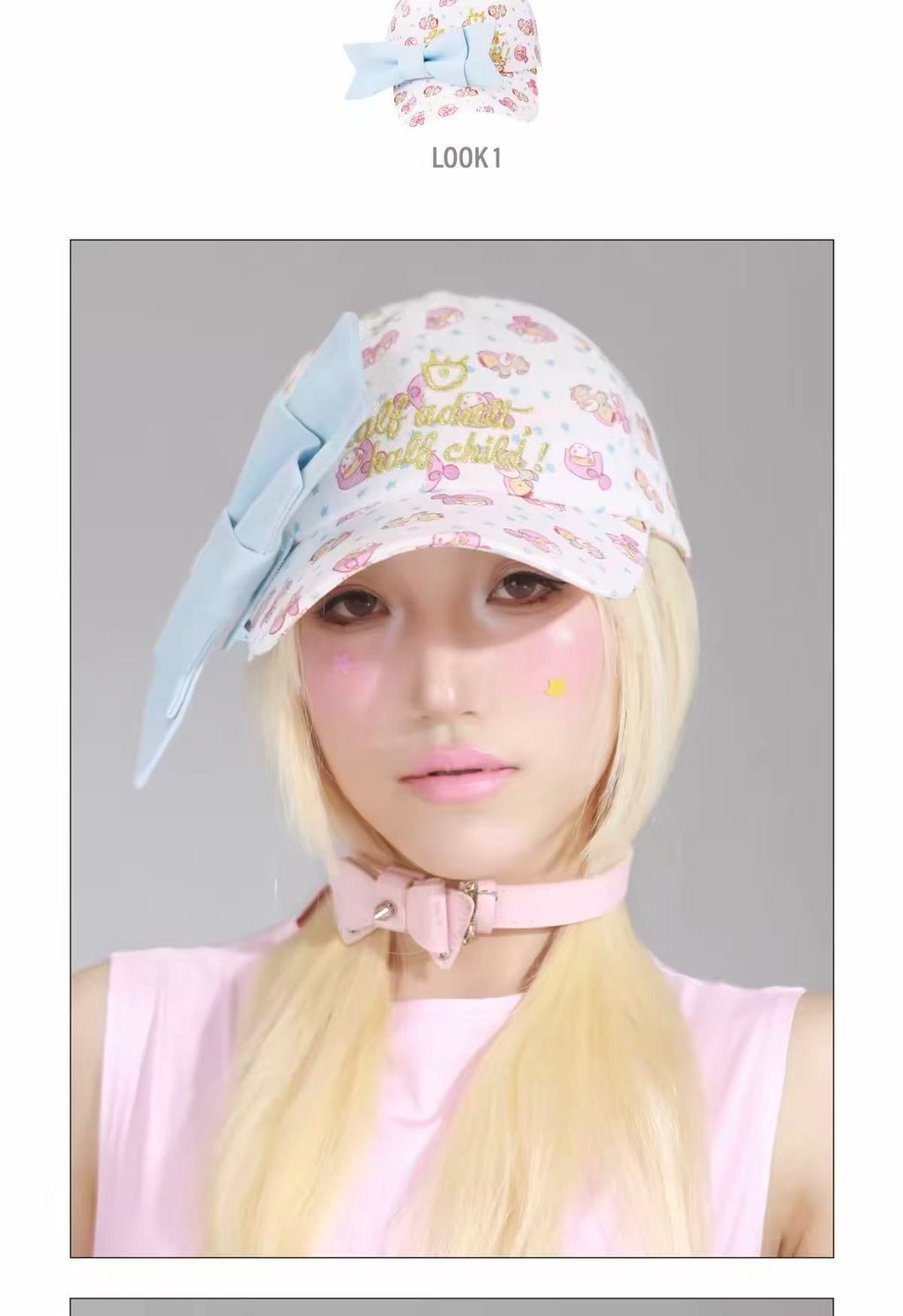 BABY BOW PRINT OVERSIZED BASEBALL CAP