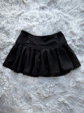 Ruffled Lace Button A-Line Mini Skirt with Built-In Shorts
