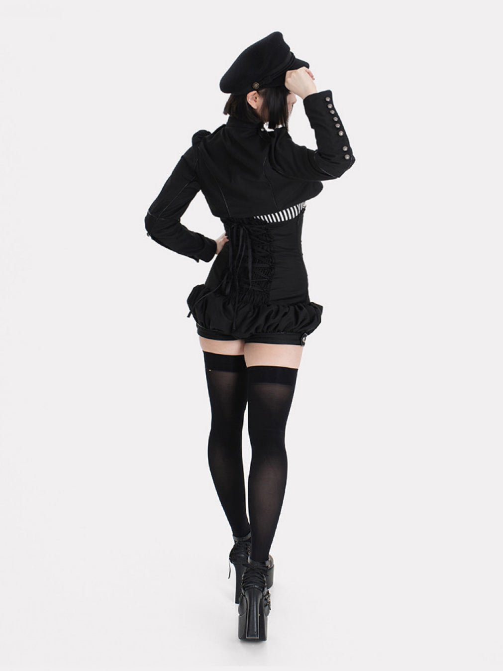 MILITARY RUFFLE MINI SHORTS