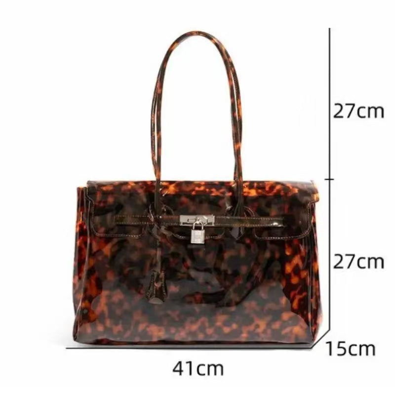 Tortoiseshell Jelly Firkin Tote Bag - Clear PVC Handbag