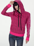 Pink leopard embroidery slim fit hoodie
