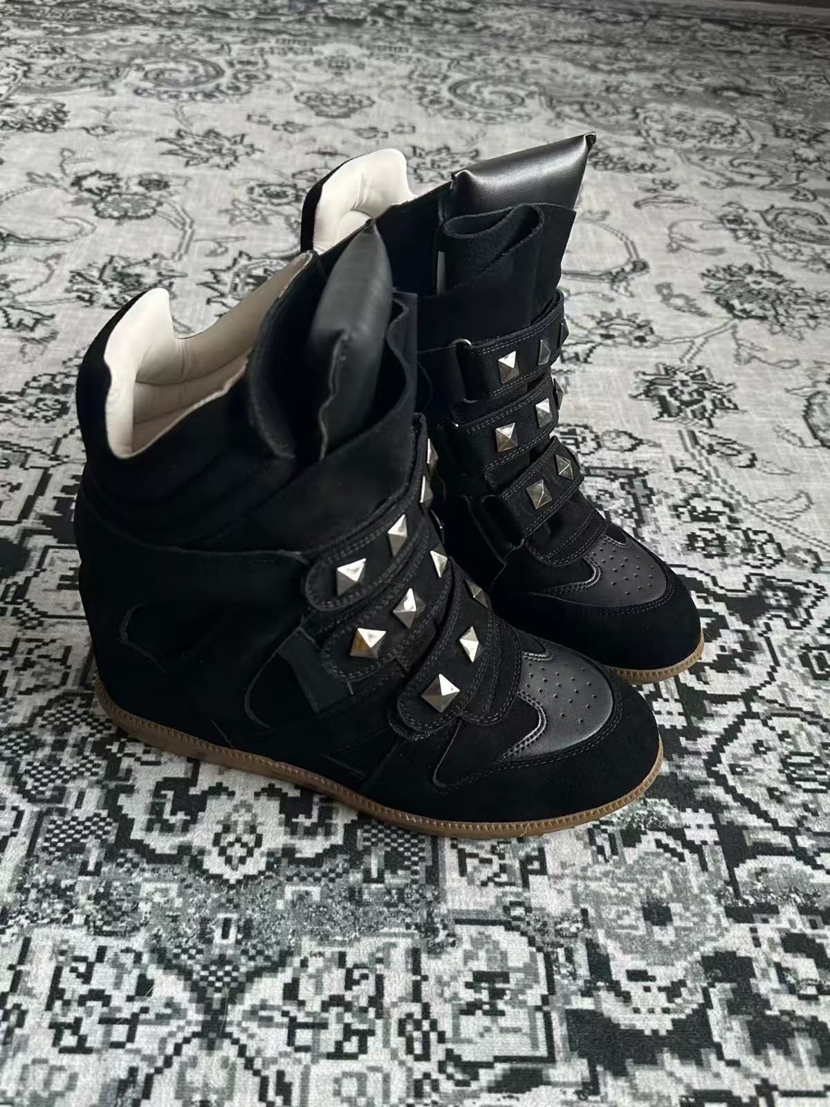 Shadow Rivet High-Top Wedge Boots