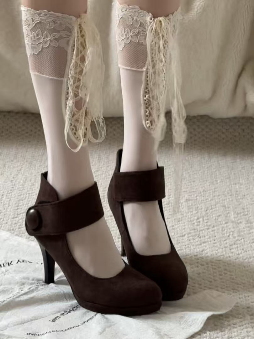 Annie Suede Platform Mary Jane Ankle Strap Pumps