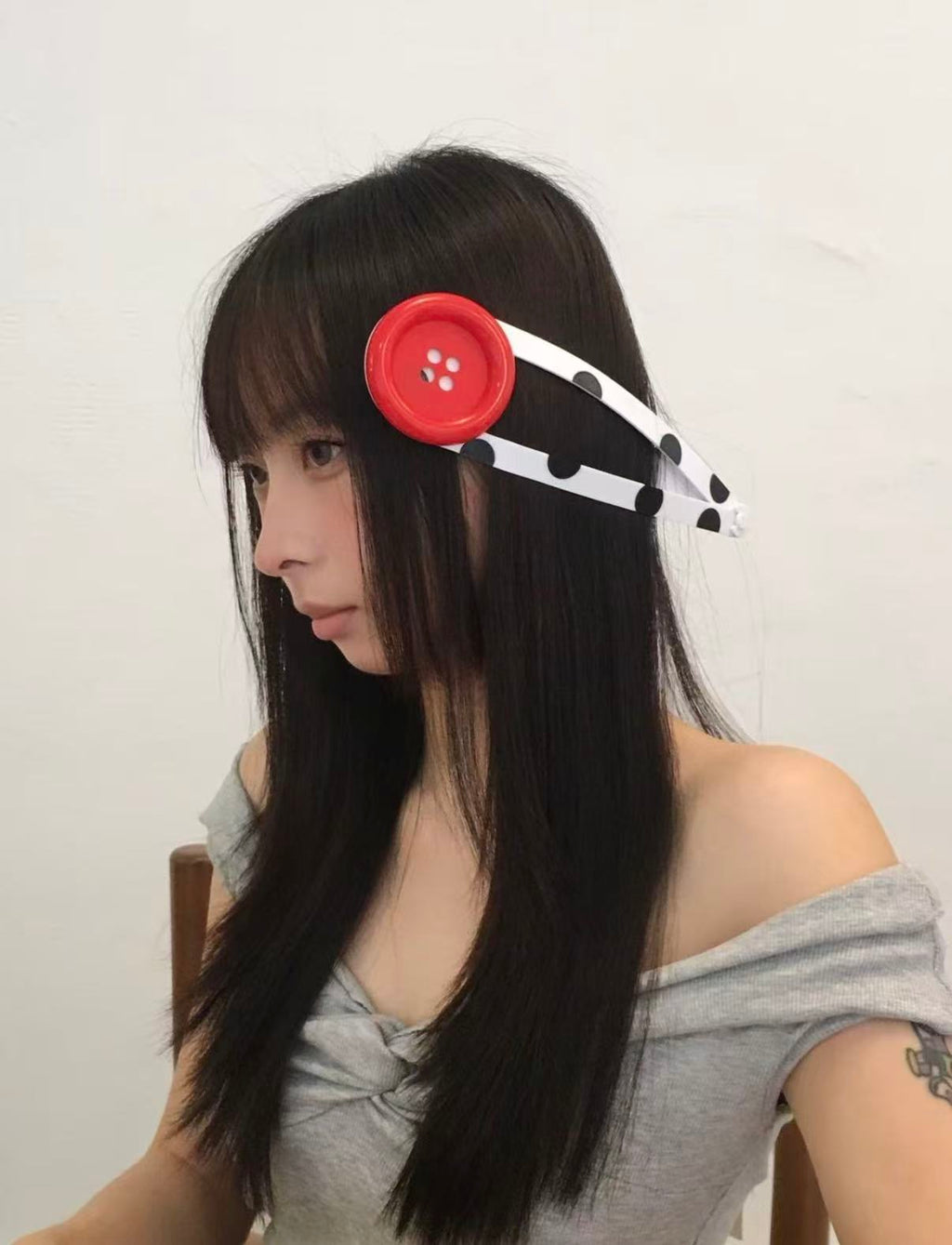 POLKA DOT BUTTON OVERSIZED HAIR CLIPS / HAIR PIN