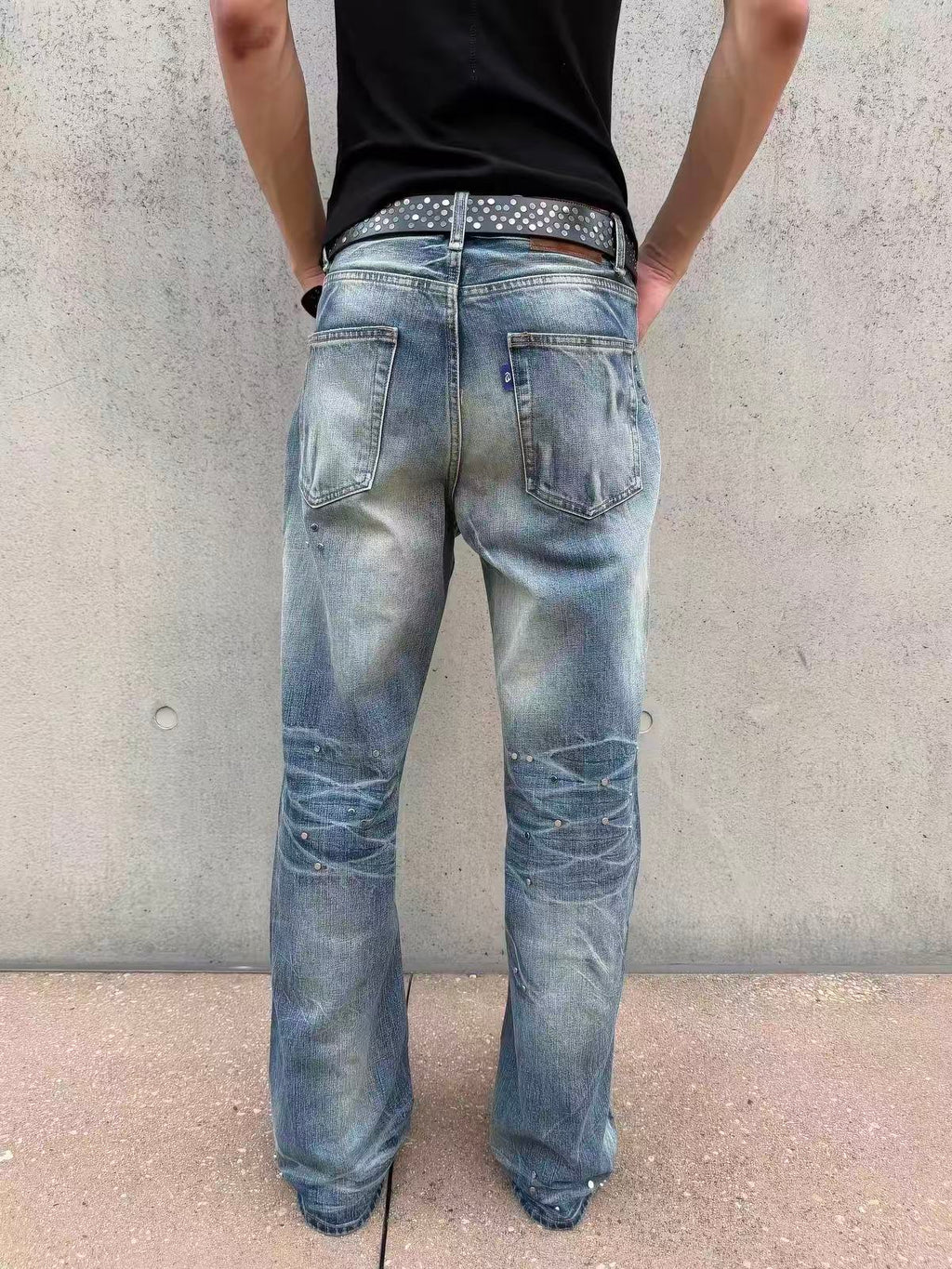 Frosted Glacier Fresh-Wash Distressed Whisker  Flare-Leg Jeans