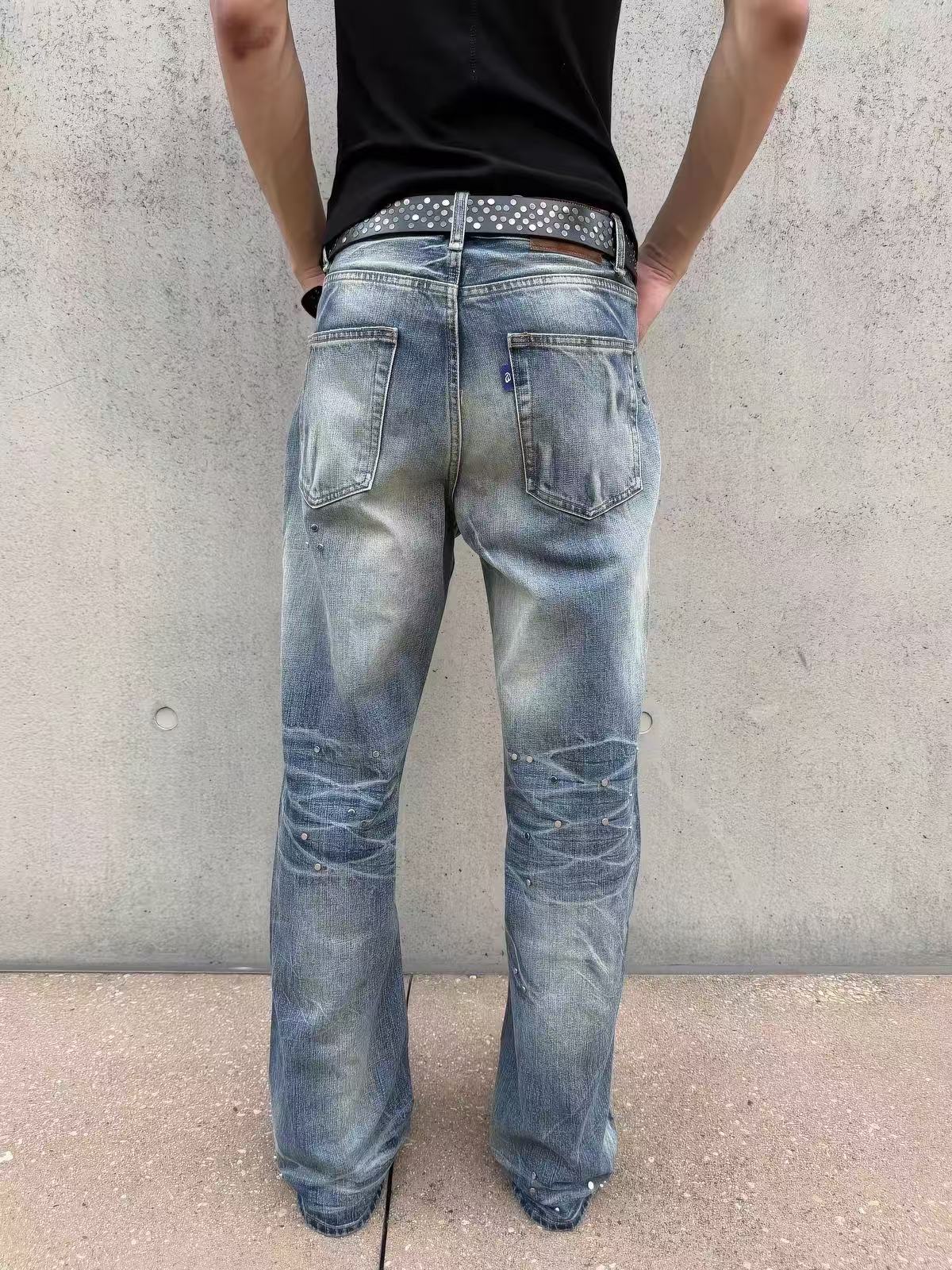 Frosted Glacier Fresh-Wash Distressed Whisker  Flare-Leg Jeans