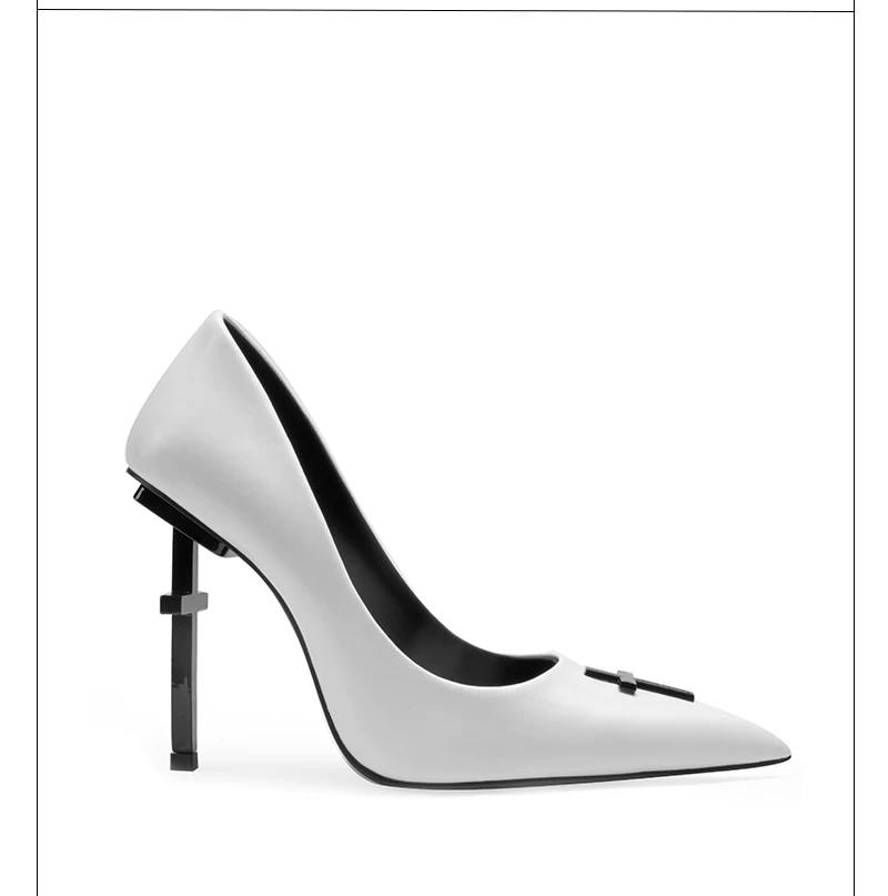 White Gothic Cross Heels
