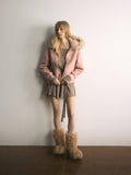 [A001103]Balletcore Shearling Jacket in Soft Matte Pink