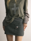 [A001111]Easy-Wear Mini Skirt in Retro Cute Fabric