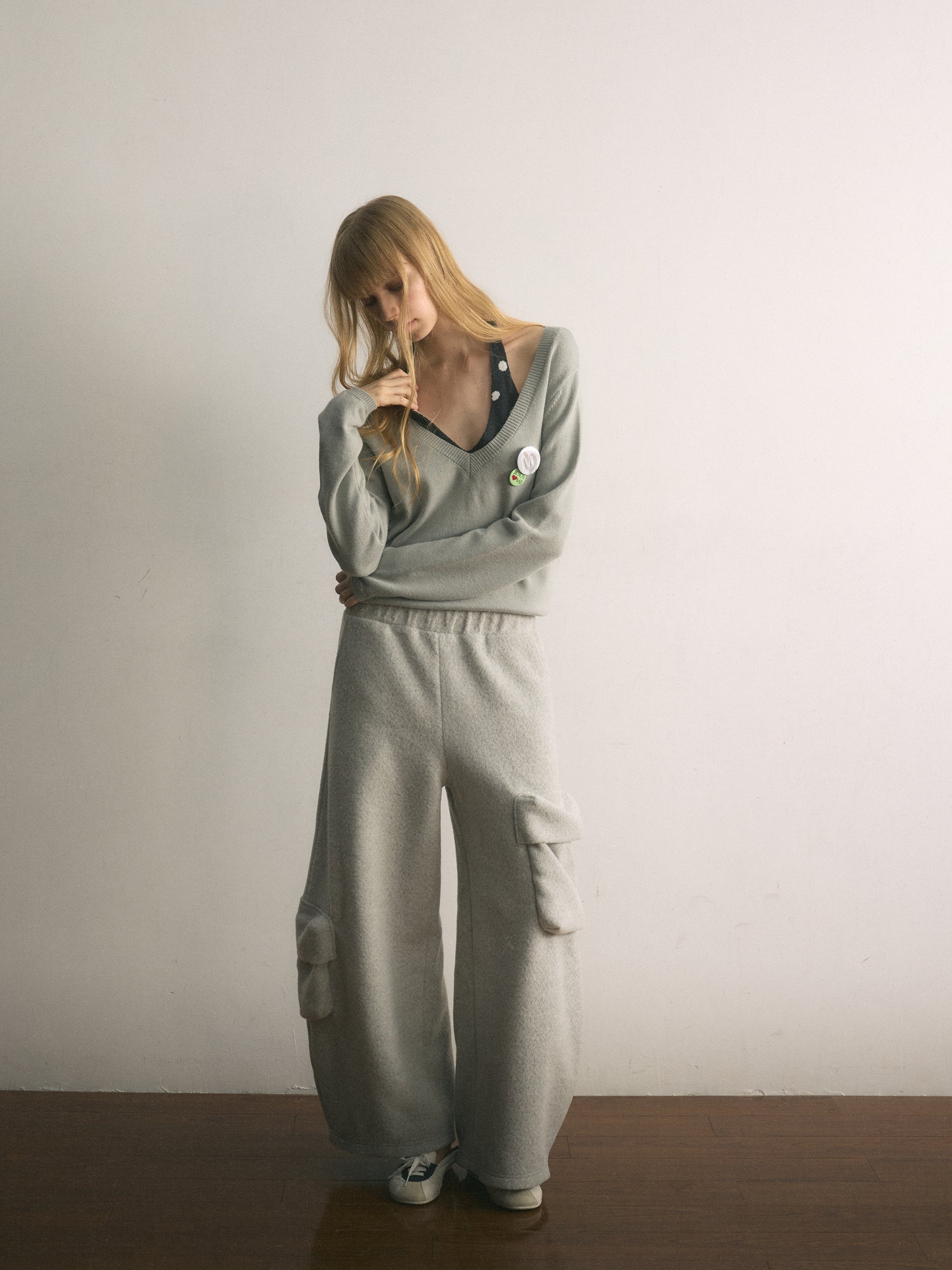 [A001127]Lazy Weekend Cozy Wide-Leg Knit Pants with Pockets