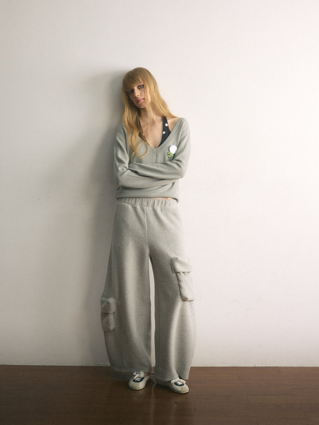 [A001127]Lazy Weekend Cozy Wide-Leg Knit Pants with Pockets
