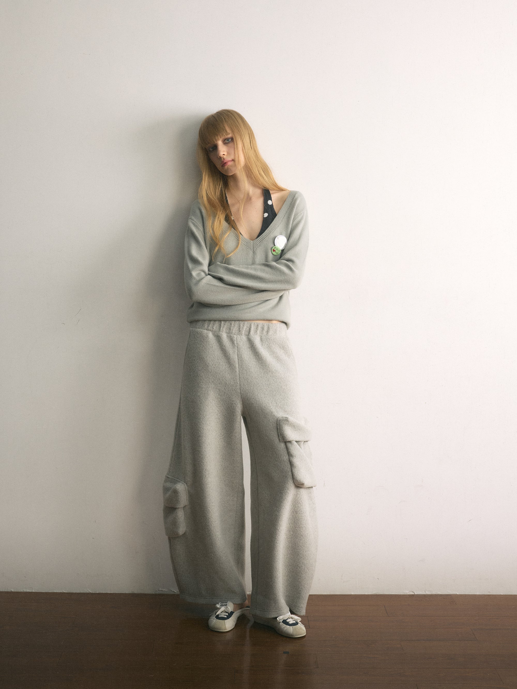 [A001127]Lazy Weekend Cozy Wide-Leg Knit Pants with Pockets