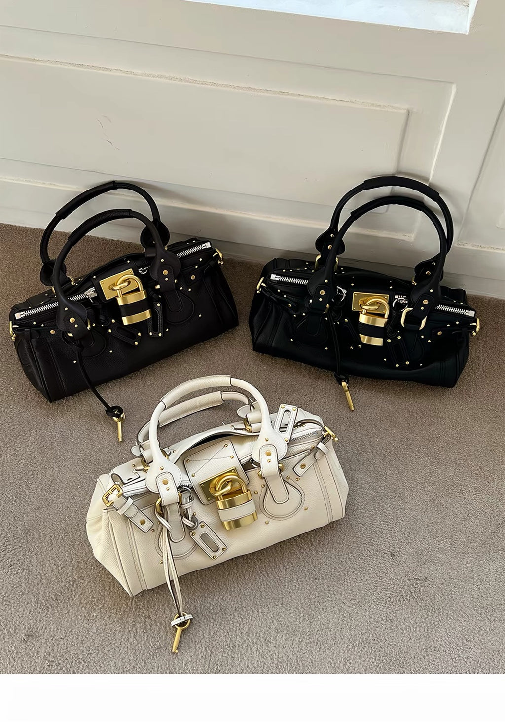 Padlock Leather Satchel Bag