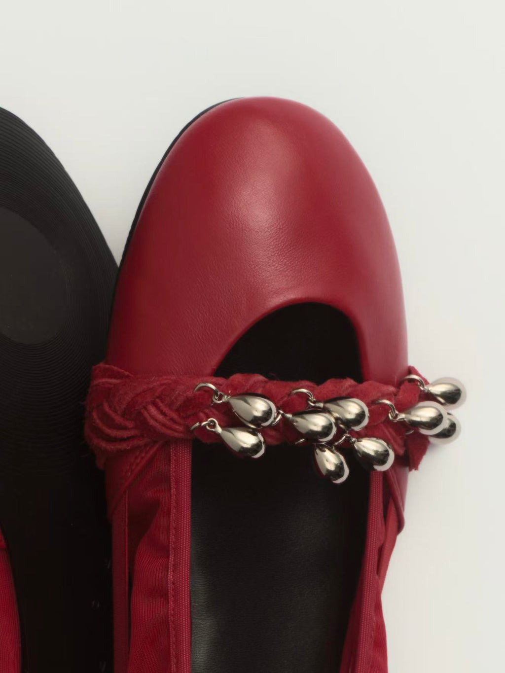 Red Lambskin Ballet Flats