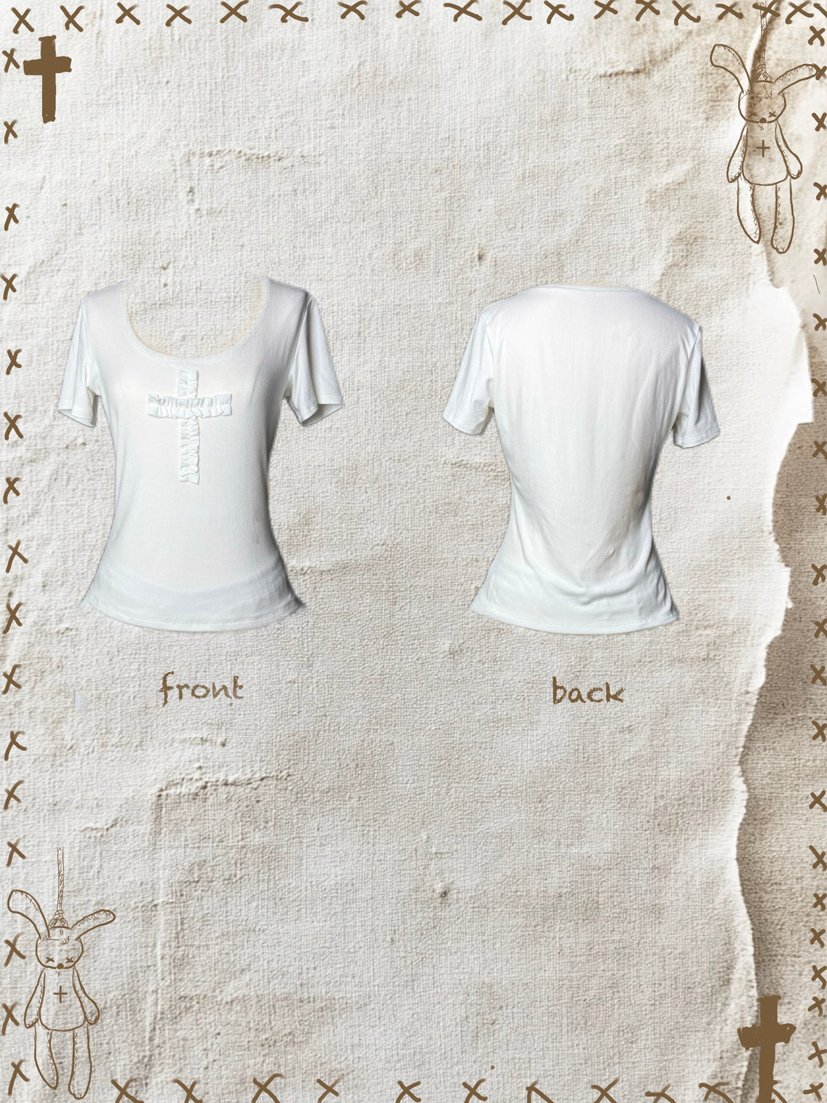 Gothic T-shirt with 3D embroidered cross
