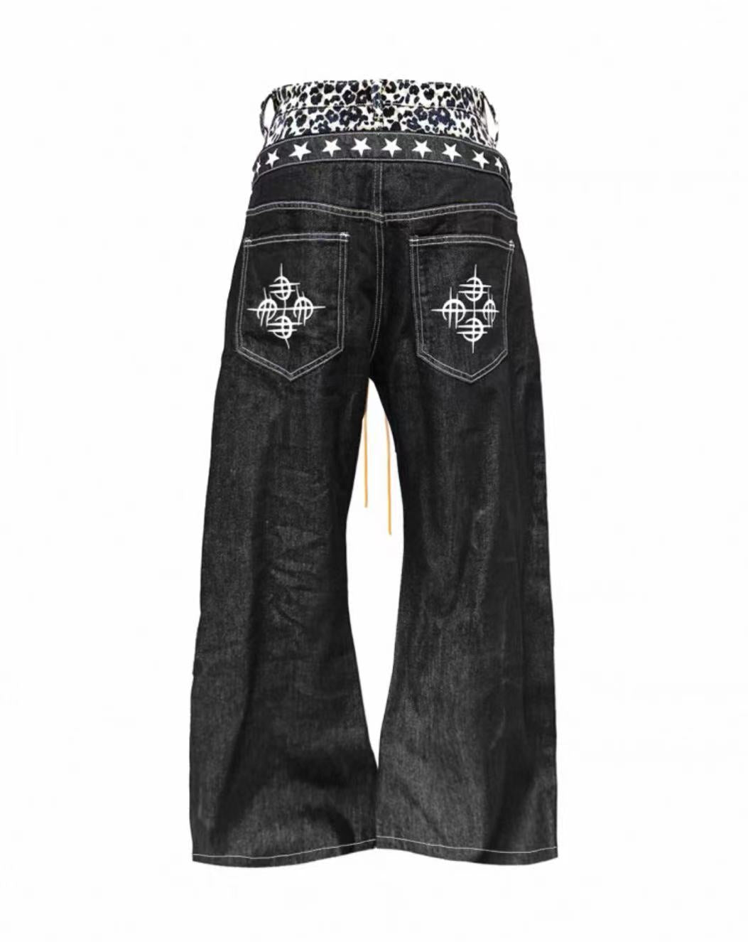Leopard Print Denim Trousers