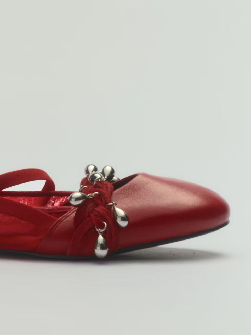 Red Lambskin Ballet Flats