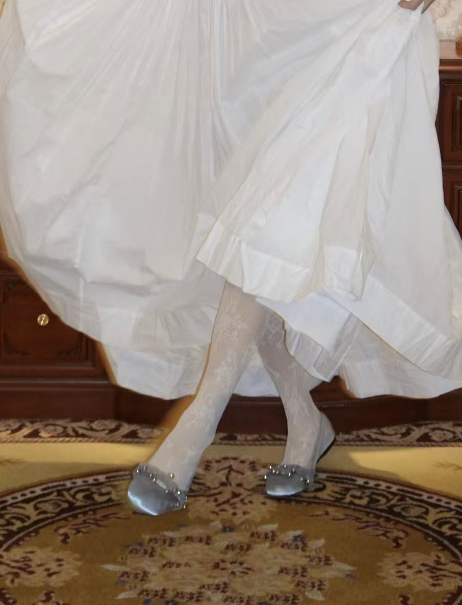 Blue Silk Ballet Flats