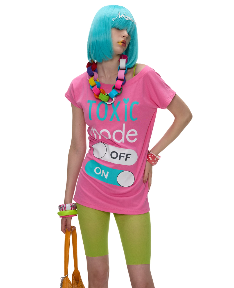 NORGIRA | Switch MODE Colorblock Print One-Shoulder T-Shirt