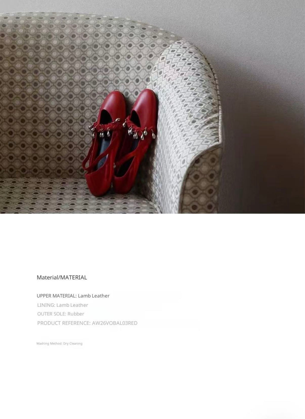 Red Lambskin Ballet Flats