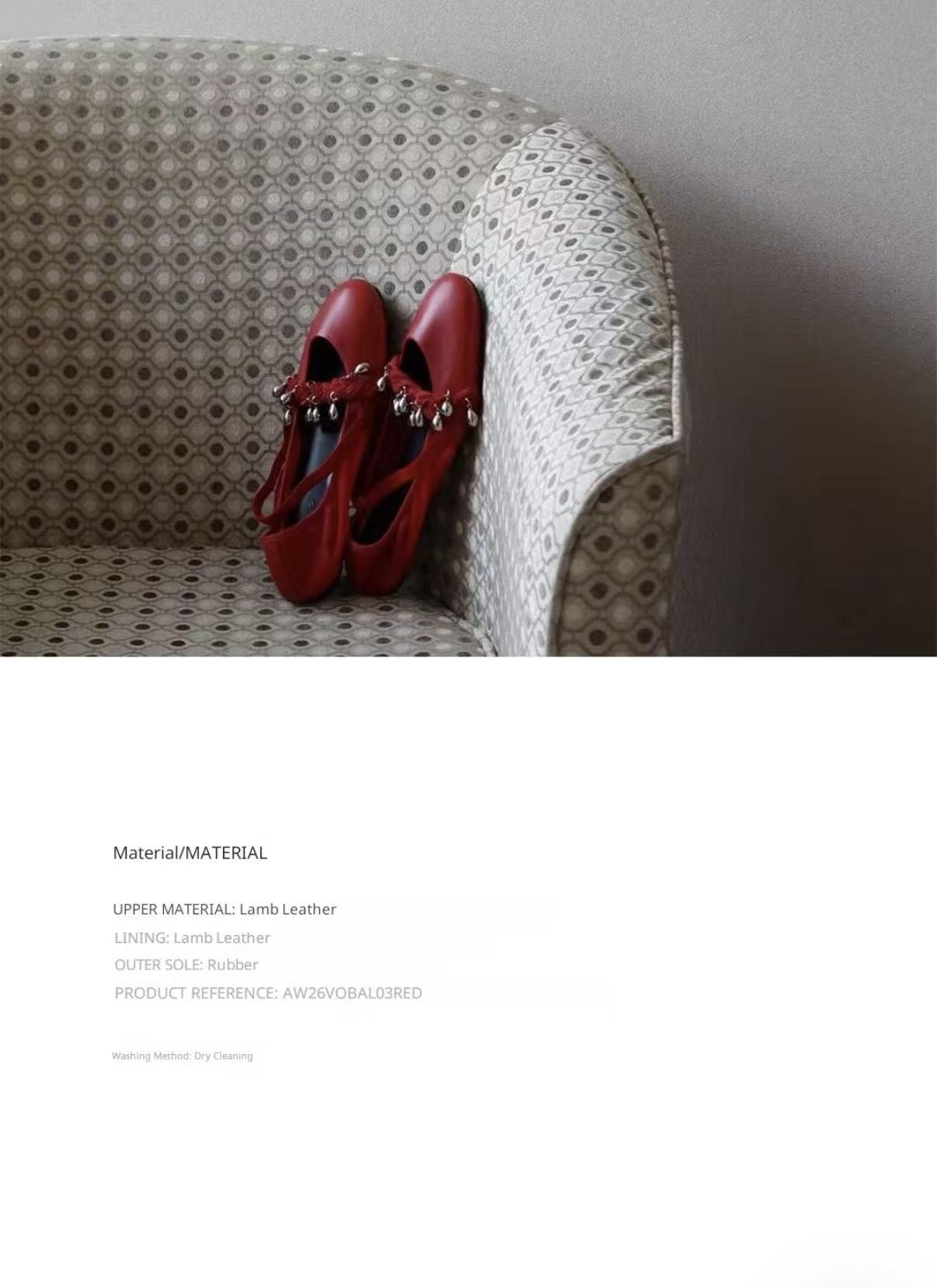 Red Lambskin Ballet Flats