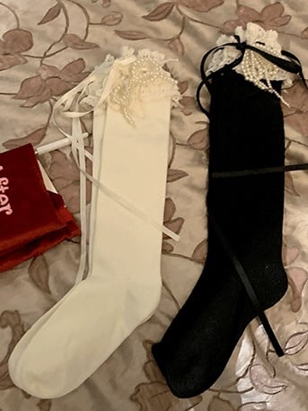 Sweet Lace Trim Bowknot Socks