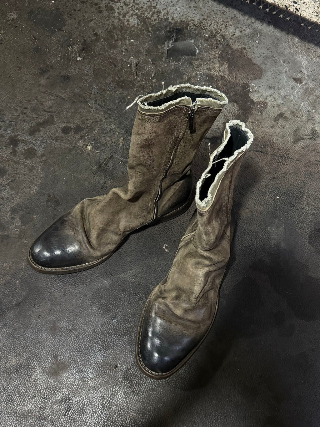 DISTRESSED SLouch MID-CALF BOOTS