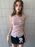 [A00837]Pastel Pink Glitter Graphic Vest