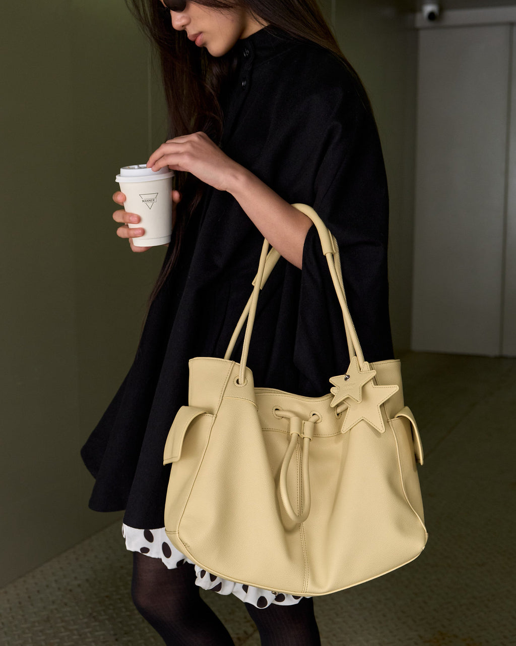 Cozy Drawstring Bag light yellow large detail image