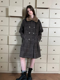 [A001079]Vintage ‘Darjeeling Check’ Wool Coat with Fur Collar