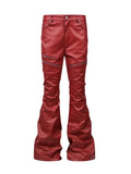 Liquid Metal Red Coated Waxed Flared Jeans
