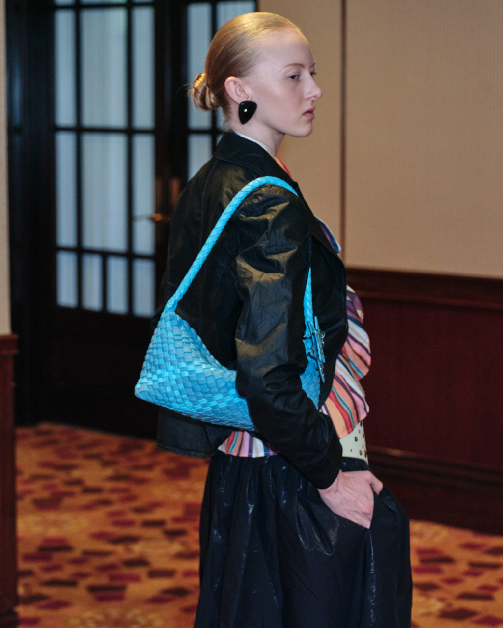 Woven Underarm Bag - Caramel front