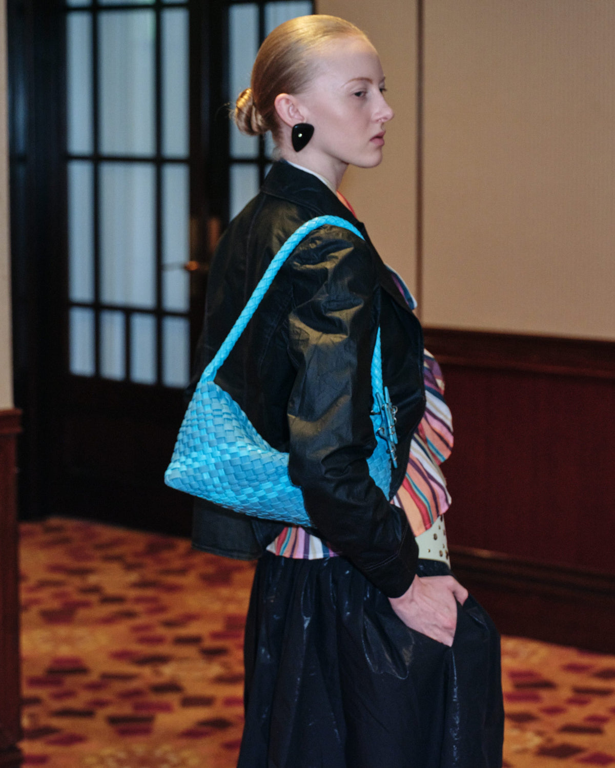 Woven Underarm Bag - Caramel front