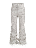 White Distressed Flare Denim Pants