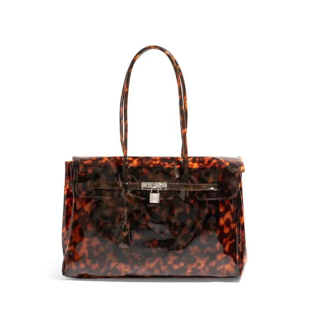 Tortoiseshell Jelly Firkin Tote Bag - Clear PVC Handbag