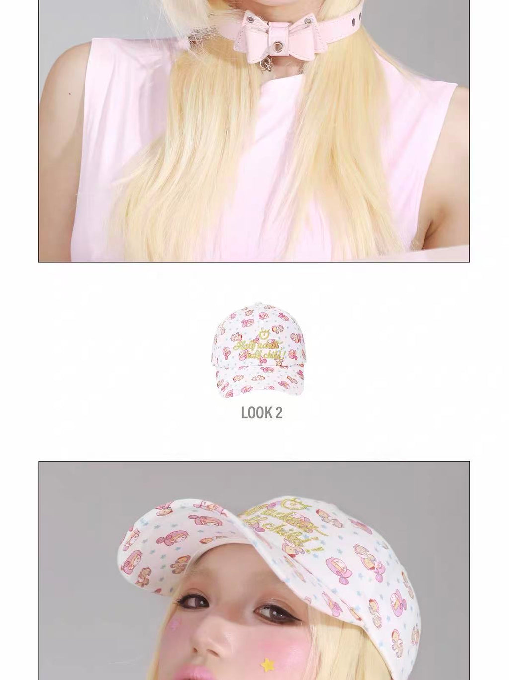 BABY BOW PRINT OVERSIZED BASEBALL CAP